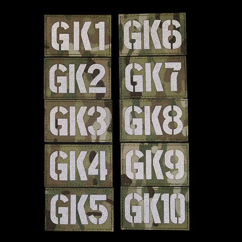 GK1-10 Camouflage Reflective Patch 500D Nylon Number Callsign SEAL Team Call Sign IR Armband for Clothing Vest Bag Decoration