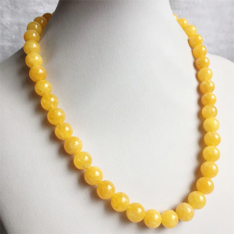 6/8/10MM Beeswax Ambers Yellow Calcite Necklace Vintage Natural Stone Jewelry Noble Elegant Exquisite Bead Chain Choker Collier