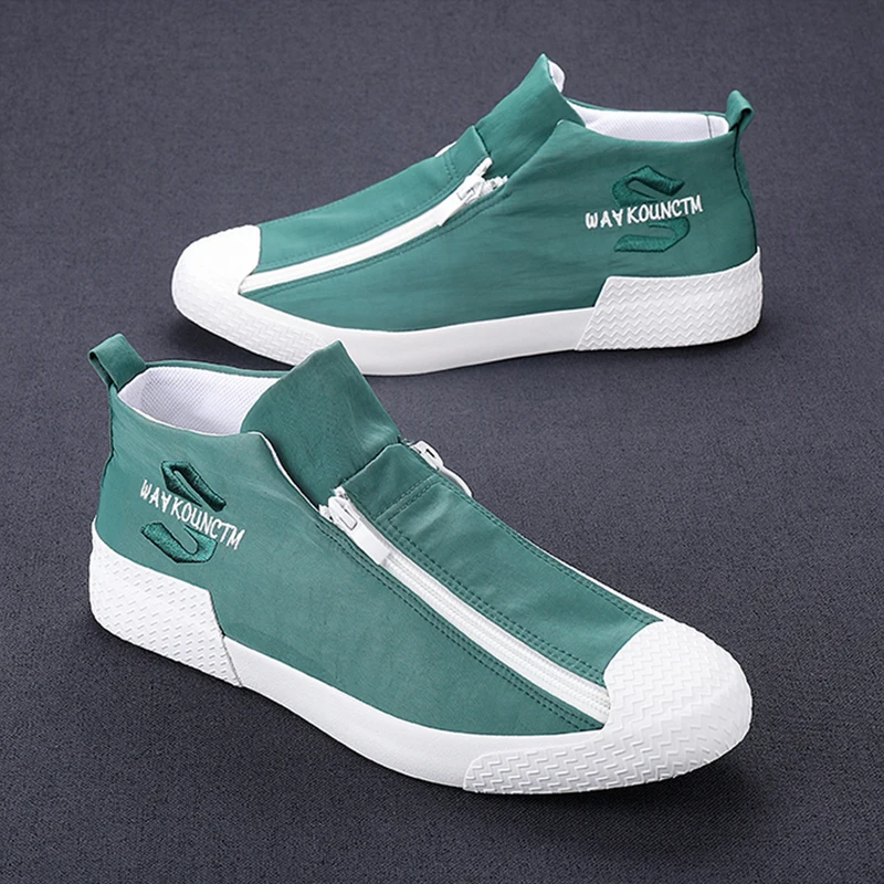 Men Canvas Casual Shoes Fashion Double-row Zipper Design Loafers Light Walking Shoes For Men Breathable shoes zapatillas hombre