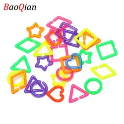 100pcs Plastic Mixed Color Geometric Shape Open Ring For DIY Jewelry Making Children's Pendant Open Jump Rings Accessories