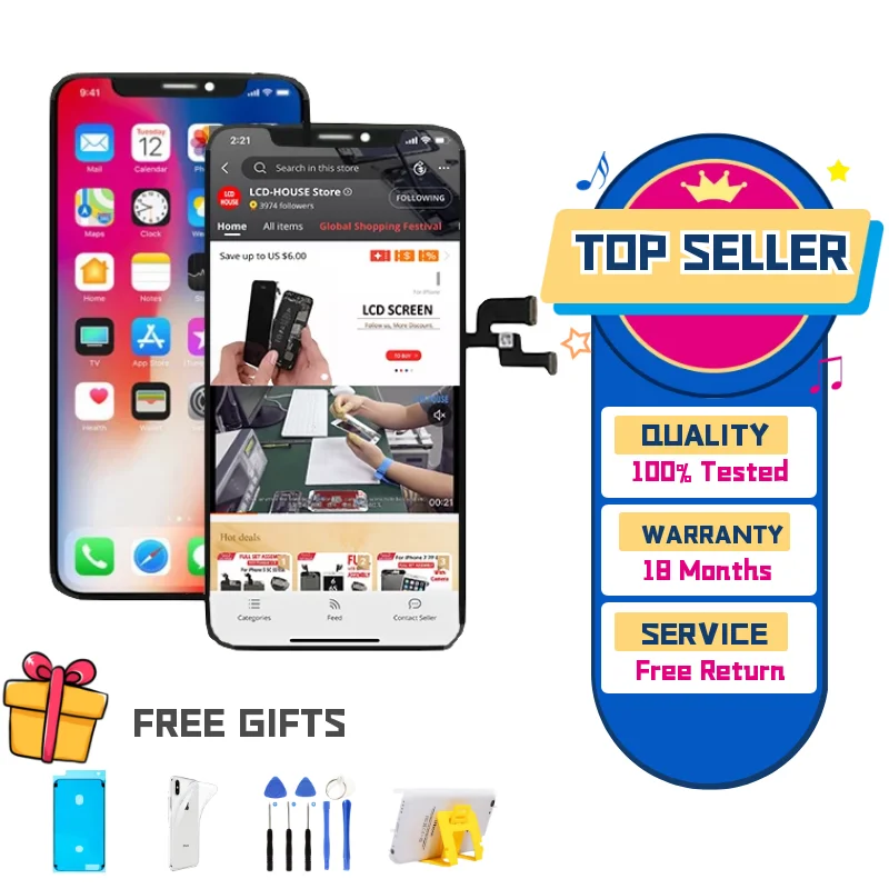 OLED Screen For iPhone X XR XS Max 11 12 Pro LCD Display Replacement Touch Digitizer Assembly INCELL No Dead Pixels AAA Pantalla