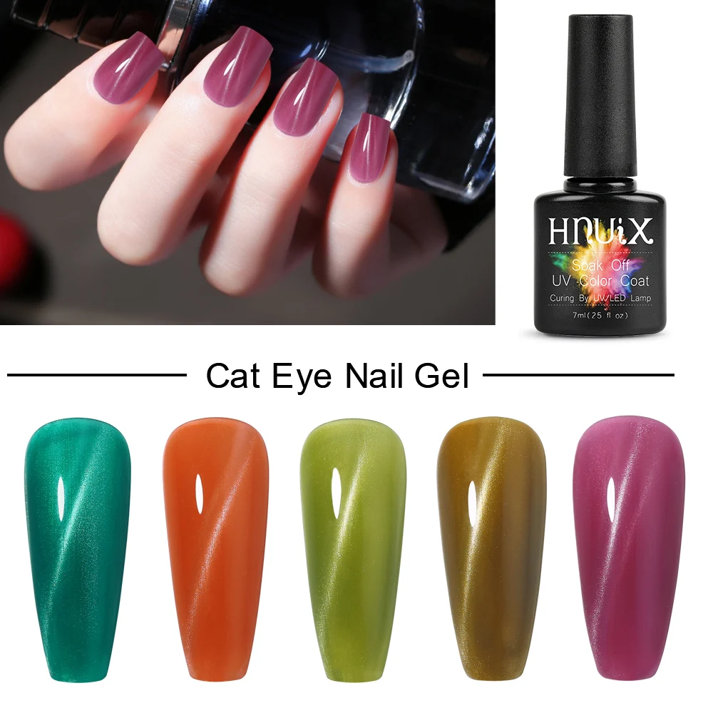 

HNUIX 7.5ml Nail Polish Magnet Cat Eye Set Soak Off Semi Vernis Permanant Holographic Glitter Gel Lacuqer UV LED Varnish