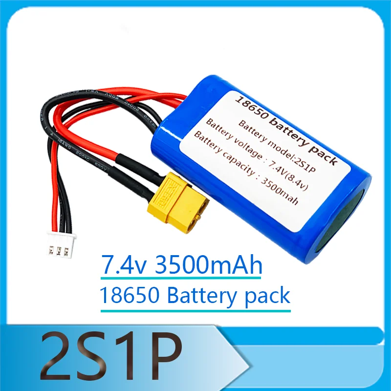 

3500mAh 7.4V 18650 2S1P Lithium-ion Battery Pack with XT60 Plug for Different Drones Remote Control Helicopter