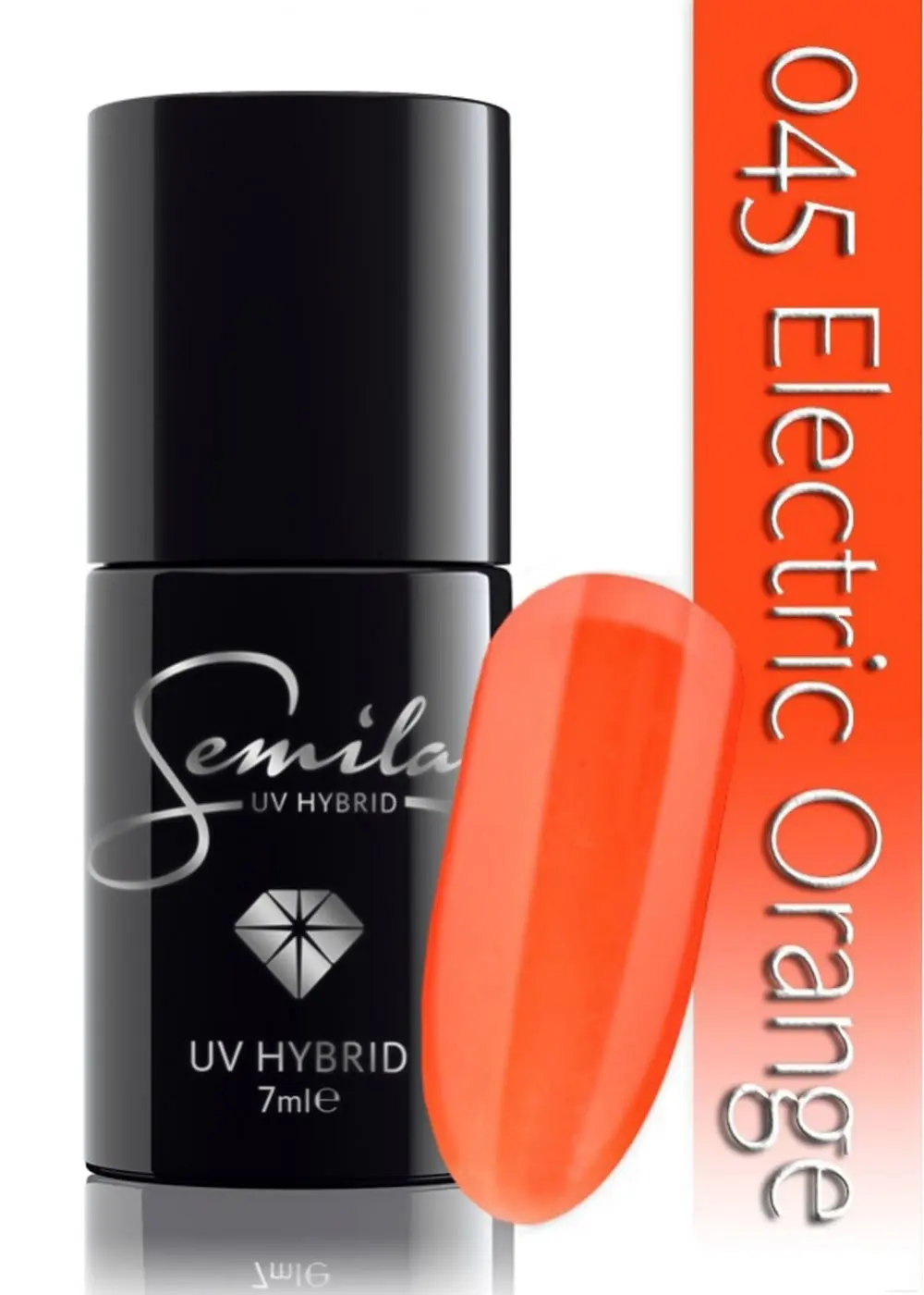 Semilac Electric Orange 045 semi-permanent cover, UV hybrid nail polish texture Gel