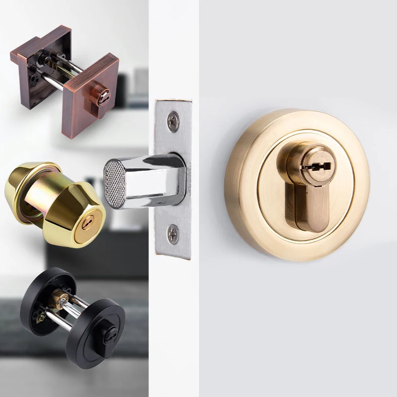 

European C-class Mortise Lock Copper Cylinder Deadbolt Lock Invisible Hidden Door Locks Passage Living Room Bedroom Lock + Keys