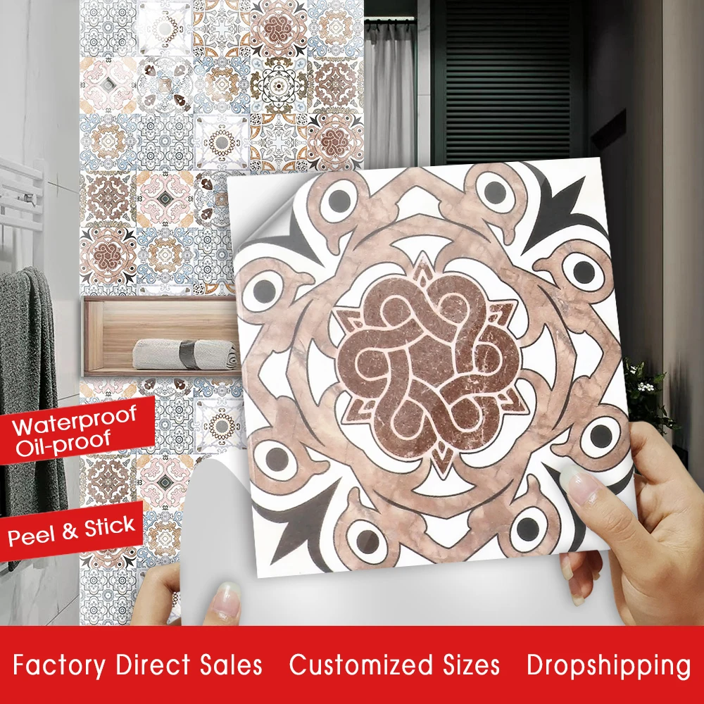 Dirty Old Style Mandala Distressed Floral Ornament Wall Sticker Kitchen Bathroom Ceramics Wall Decals Tiles Ground DIY Art Mural