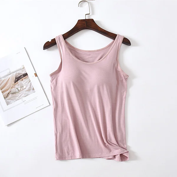 Modal Vest with Bra Outside Top Women Tank-Top Push-Up Stretchable Tops Camisoles Vest Sleeveless Sexy Casual Tank