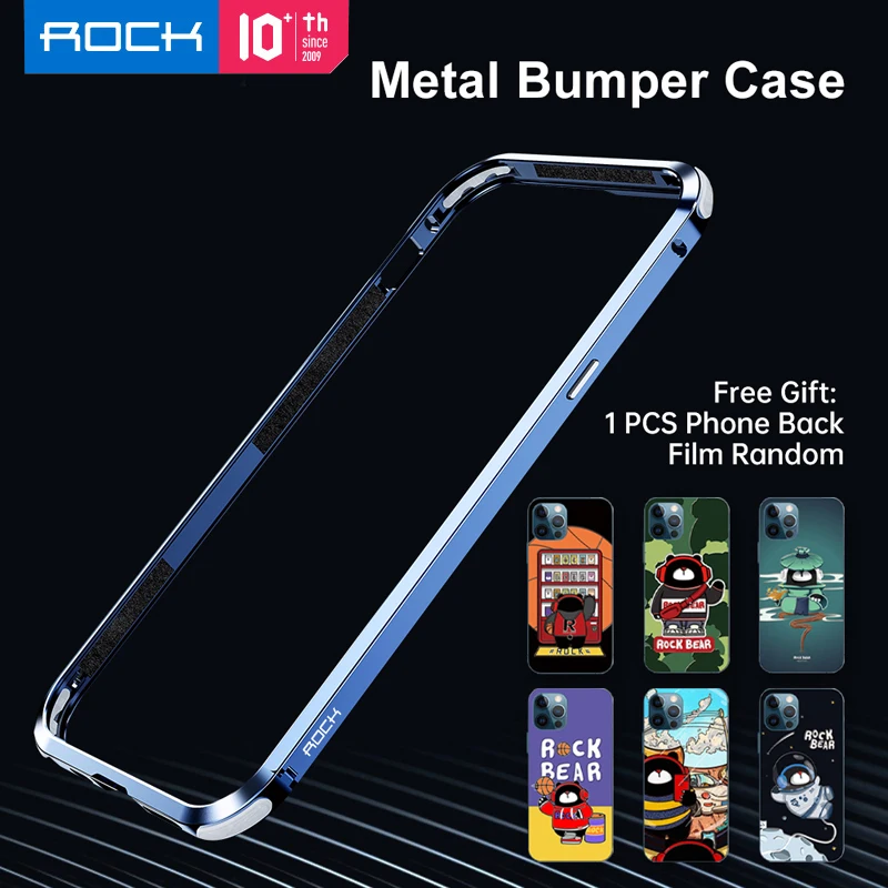 

Rock For iPhone 12 Pro Max Metal Bumper Case with Free Phone Back Film for iPhone 12 Pro