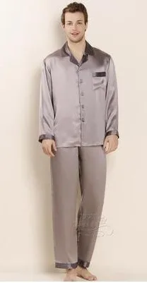 Autumn silk pajama suit man 100% mulberry silk family clothing long sleeve two-piece