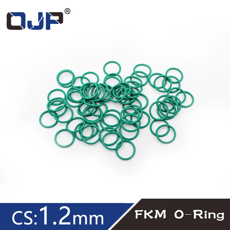 10PC/lot Green FKM O-rings Seals Rubber Ring Thickness CS1.2mm OD5/6/7/8/9/10/11/12/13/16/18/24mm Fuel Washer O Ring Seal Gasket