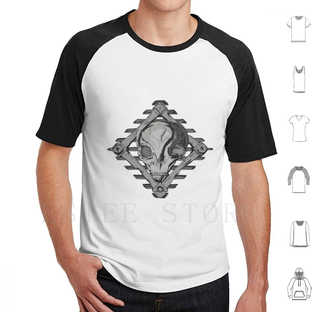 Face From Planet T Shirt Cotton Men DIY Print Shooter Outfit Cartoon Comic Head Hunter Fx Black White Design Vector