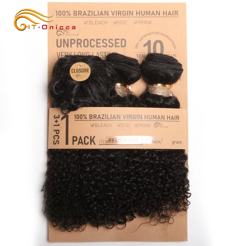 Kinky Curly Bundles With Closure Natural Human Hair Bundles Short Indian Hair Bundles With Circular Closure