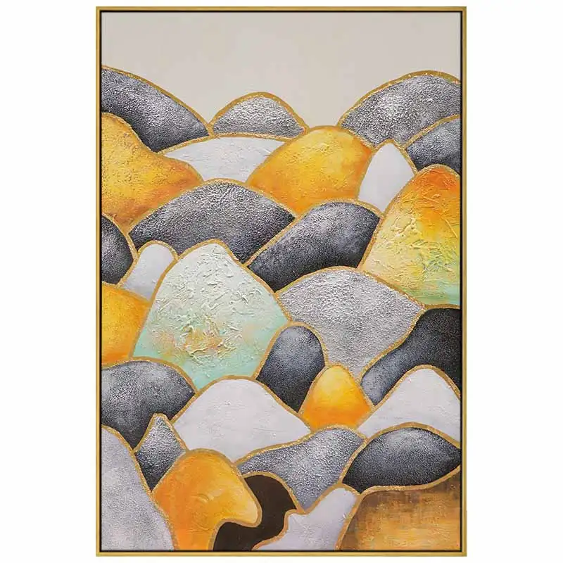 Jinshan Gold hand-painted Oil Painting Abstract Decorative Painting Modern Minimalist Entrance Hallway Light Luxury Villa Mural