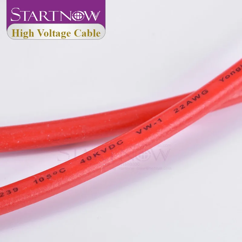 Cable de alto voltaje de 40KV y 22AWG, Cable de Plomo rojo positivo para fuente de alimentación láser CO2, tubo láser y máquina de corte láser