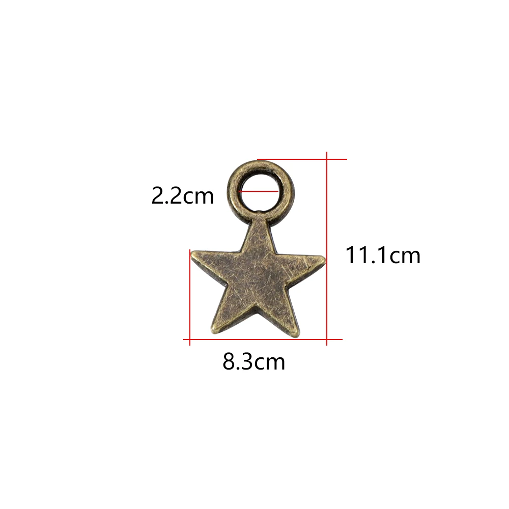 100Pcs/Bag Alloy Star Pendant Charm Pendants Handmade Chains for DIY Bracelet Crafts Jewelry Making Findings Accessories