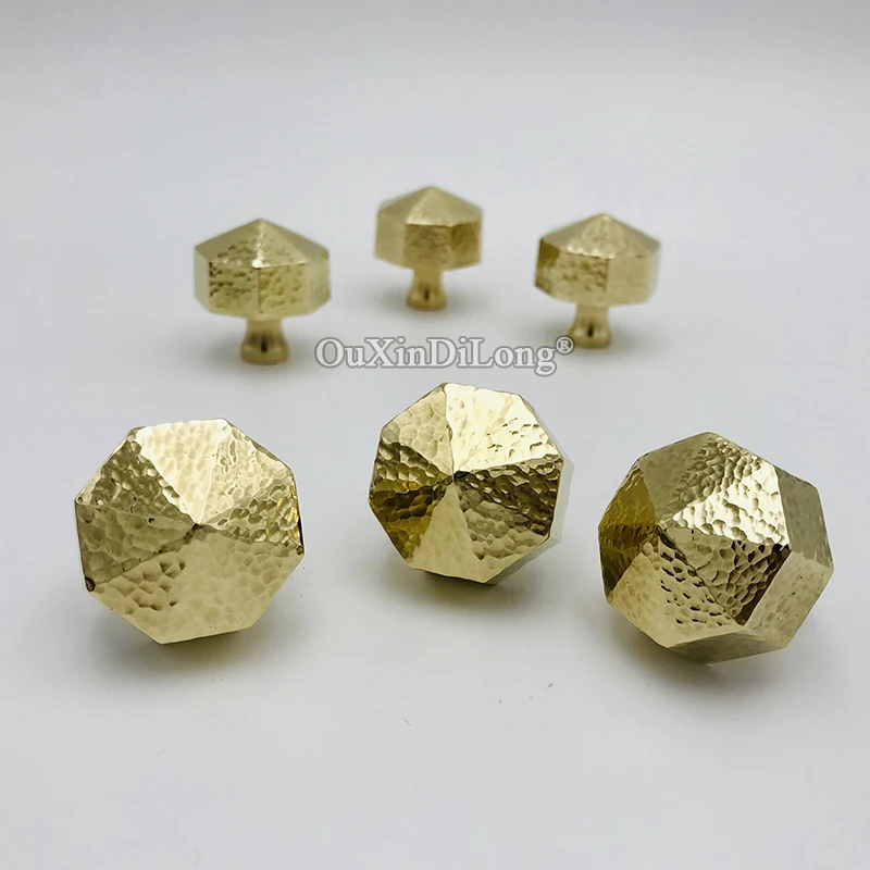 European 10PCS Solid Brass Octagonal Hammer Cabinet Handles Drawer Pulls Cupboard Wardrobe TV Wine Cabinet Pulls Handles & Knobs