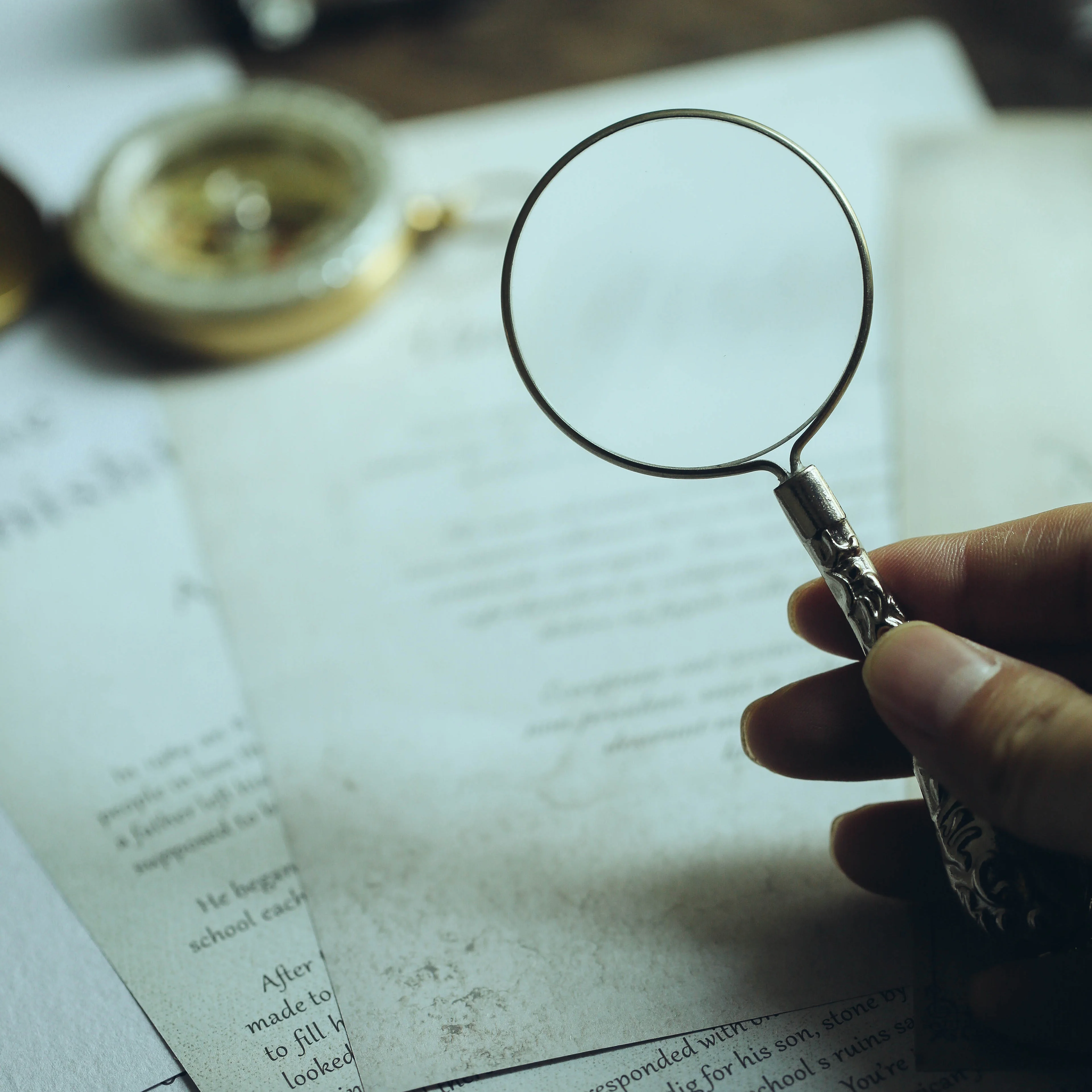 Lupa Retro Vintage de lectura, accesorios de fotografía plateados, de mano
