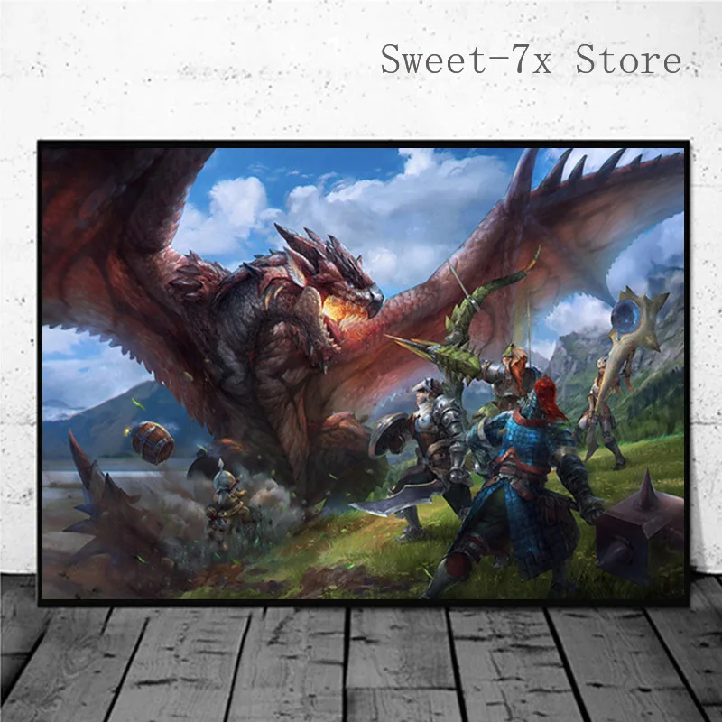 Game The of Monster Hunter World Canvas Painting Art Nordic Posters and Prints Wall Pictures for Living Room Decor Frameless