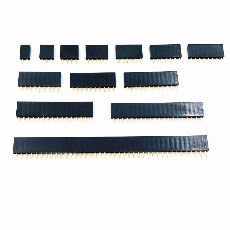 10Pcs 2.54Mm Enkele Rij Vrouwelijke Socket Rij Socket Pin Header Connectors 1*2P/3P/4P/5P/6P/7P/8P/9P/10P/12P/20/40P