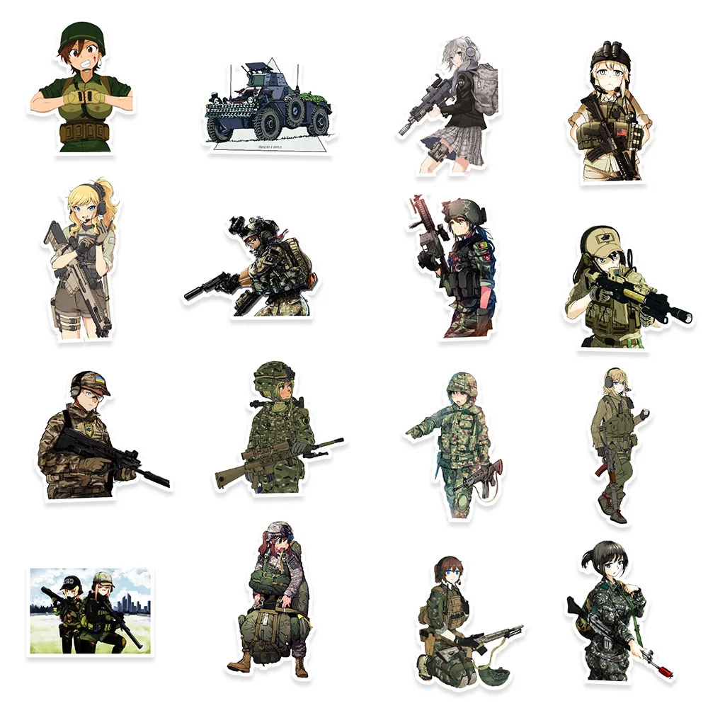 50pcs Army Female Soldier Stickers For Notebooks Stationery Vintage Special Forces Sticker Craft Supplies Scrapbooking Material