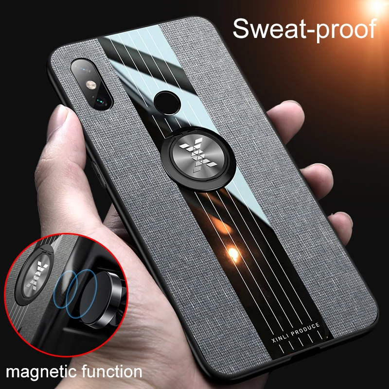 For Xiaomi Mi Max 3 Case Luxury Hard Cloth With Ring Stand Magnet Slim protective Back cover for xiaomi mi max 2 max3 max2 shell