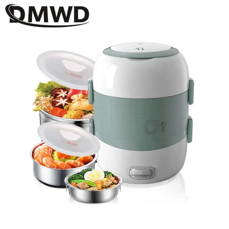 

DMWD Mini Rice cooker 2 double layers multifunction heating cooking electric lunchbox used in house 220V breakfast steamer EU