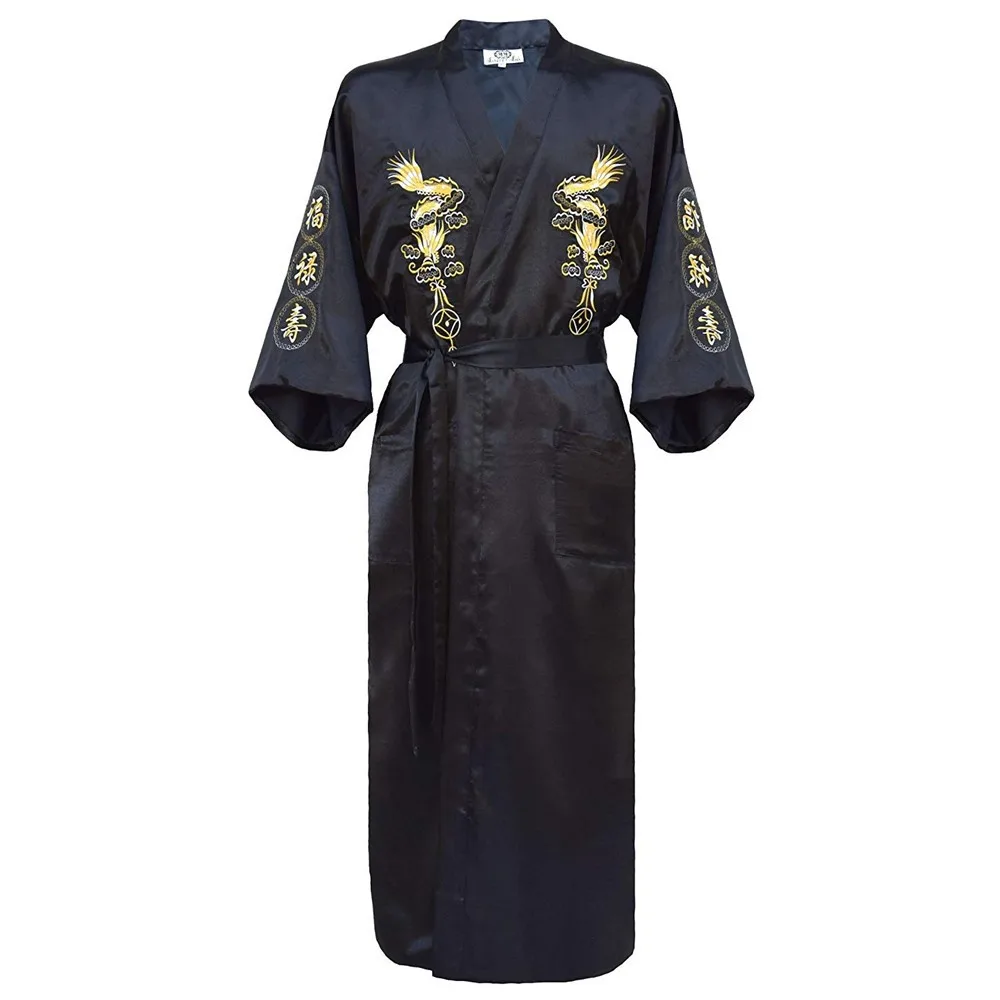 Kimono Badjas Gown Thuis Kleding Plus Size 3XL Chinese Mannen Borduren Draak Gewaad Traditionele Mannelijke Nachtkleding Losse Nachtkleding