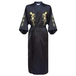 Kimono Bademantel Kleid Hause Kleidung PLUS GRÖßE 3XL Chinesischen männer Stickerei Drachen Robe Traditionellen Männlichen Nachtwäsche Lose Nachtwäsche