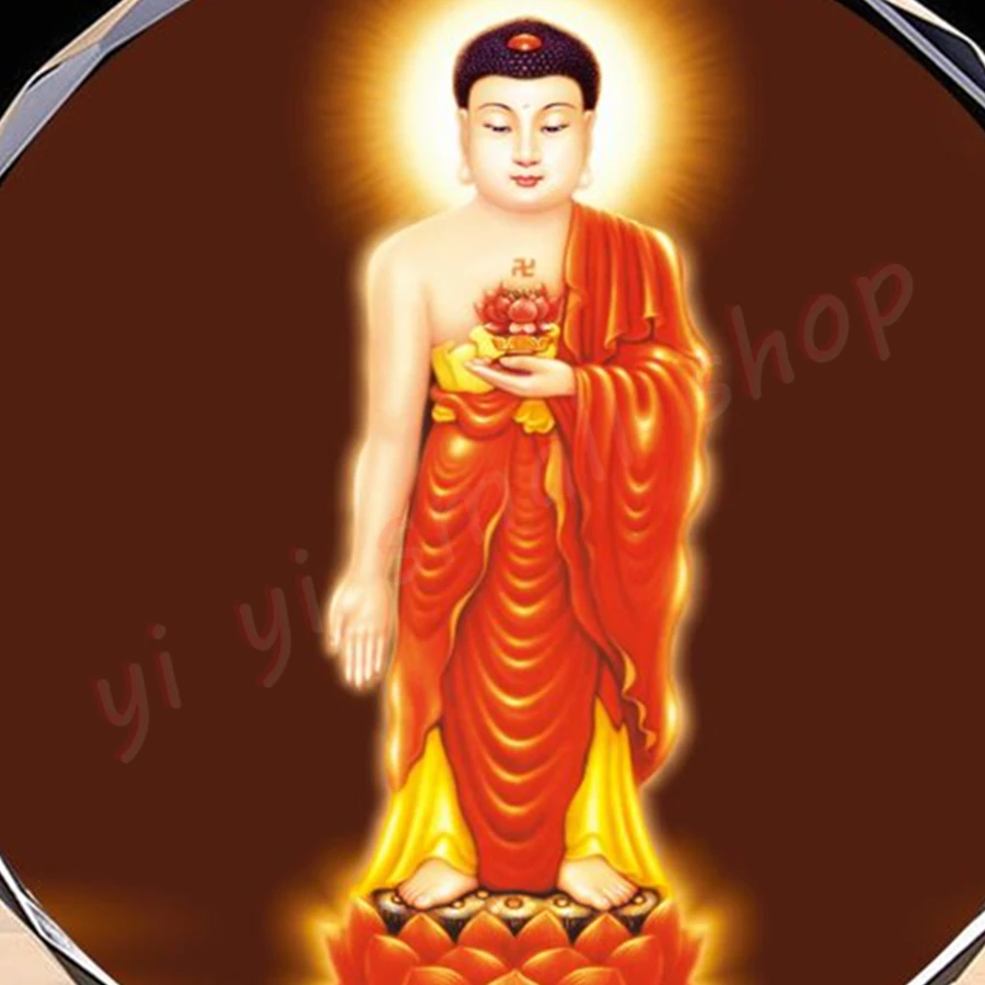 Bodhisattva portrait-Amitabha Buddha, boundless pure Buddha, boundless longevity Buddha, sacrificial supplies, crystal platform