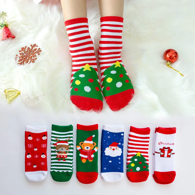 New Baby Thick Breathable Children's Socks Autumn and Winter  Boy Grils Terry and Cashmere Cotton Christmas Socks 6 Pairs