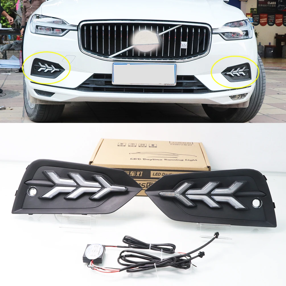 

2 Pieces Car Led Daytime Running Lights for Volvo XC60 2018 2019 12V Daylights Replace Original Fog Lamp Covers DRL Waterproof