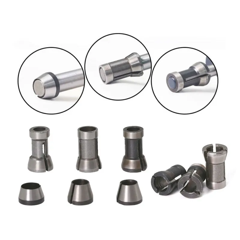 1/2 sztuk 6mm i 6.35mm i 8mm Router do obróbki drewna Bit grawerka do drewna frez do drewna frez Chuck Convert Set