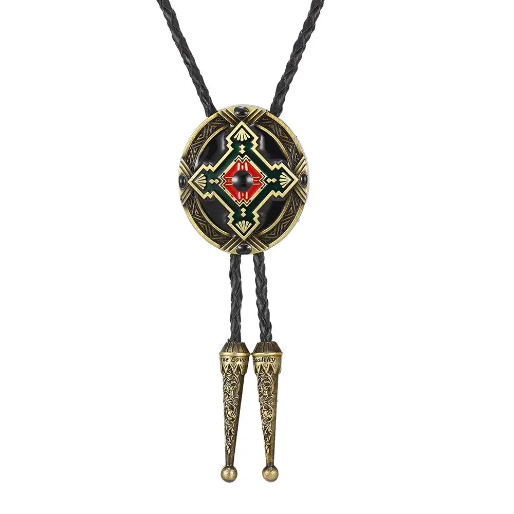 Classis Cross copper oval shape Bolo tie for woman women Handmade Western  Art Indian Alloy Necktie silvr star Pentagram