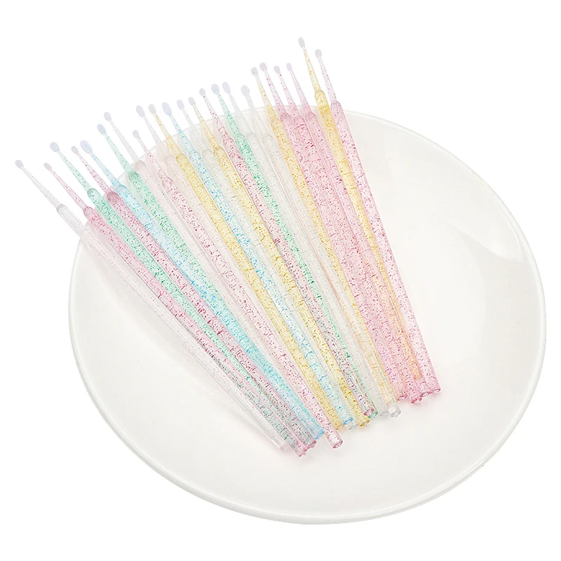 100pcs/Bag Disposable Micro Brush Eyelashes Extension Individual Lash Removing Swab Crystal Stick Cotton Buds For Ear Cleaning