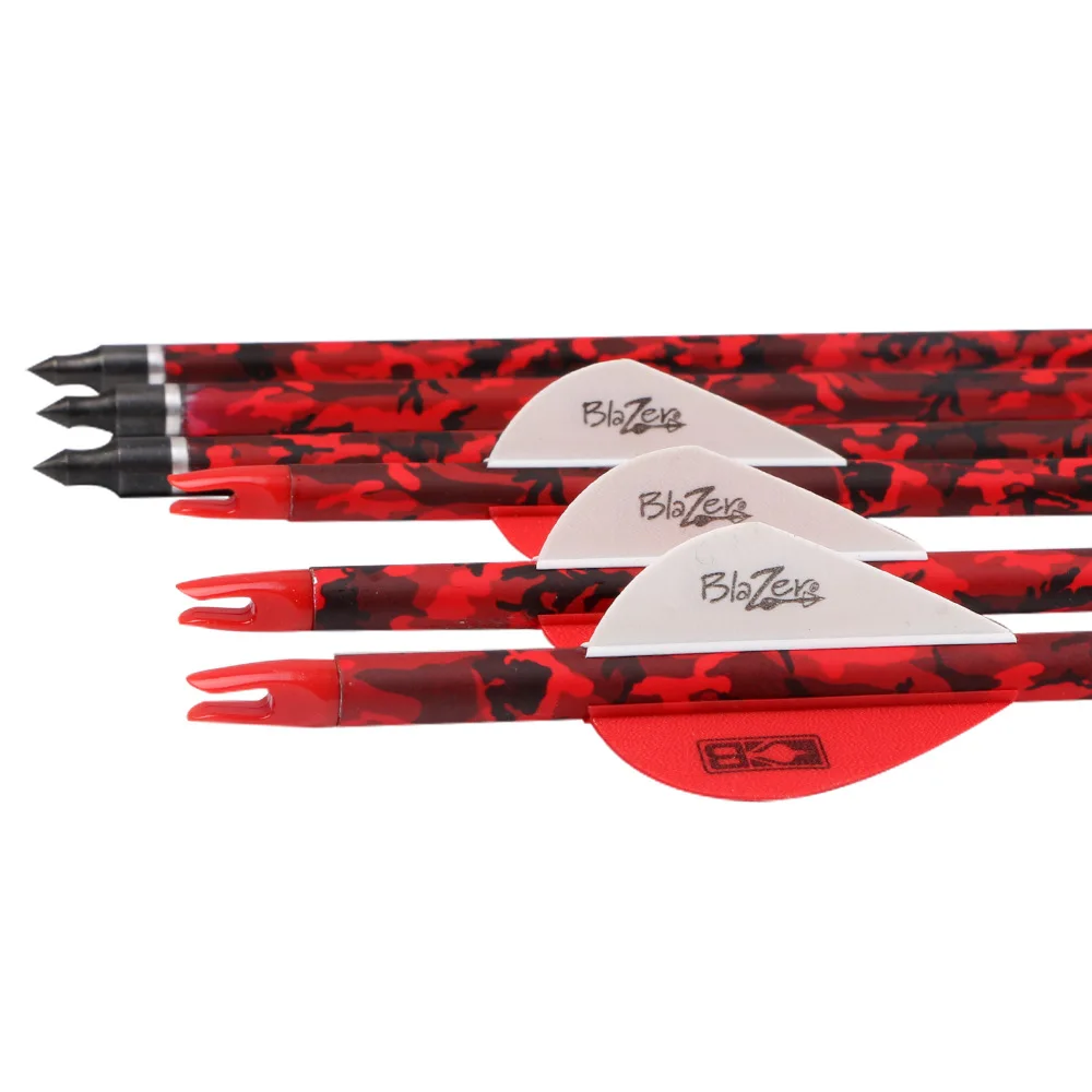 

12pcs Red Camouflage Mixed Carbon Arrow Changeable Arrow Brotherton Feather for Archery Compound Bow Recurve Bow