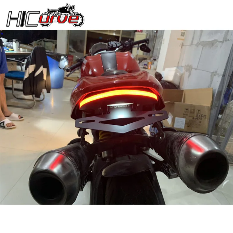 For DUCATI Monster 696 795 796 M1100EVO Motorcycle Rear Tail Light Brake Turn Signals Integrated LED License Plate Bracket