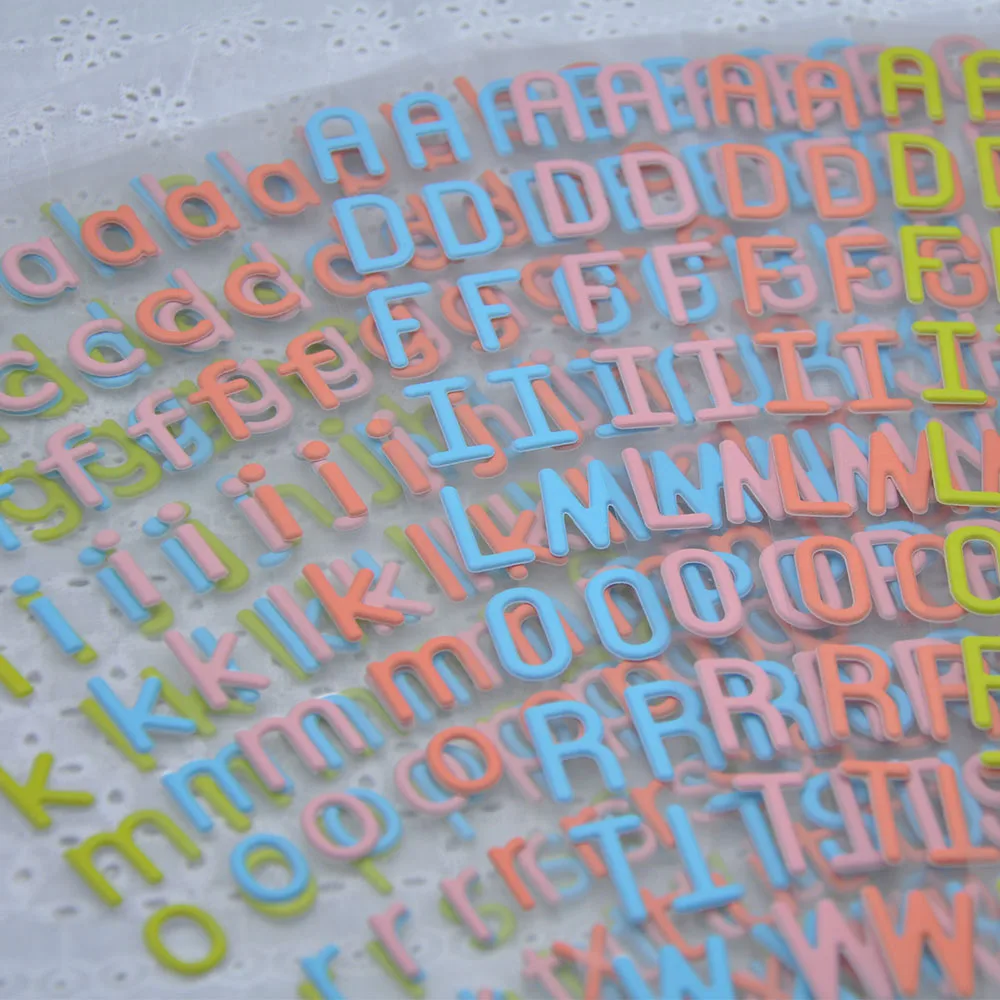 Low price 8 Sheets Alphabet Letters Sticker 24Cm*12Cm  Self Adhesive Lowercase Uppercase Puffy Sticker Decorative Scrapbooking
