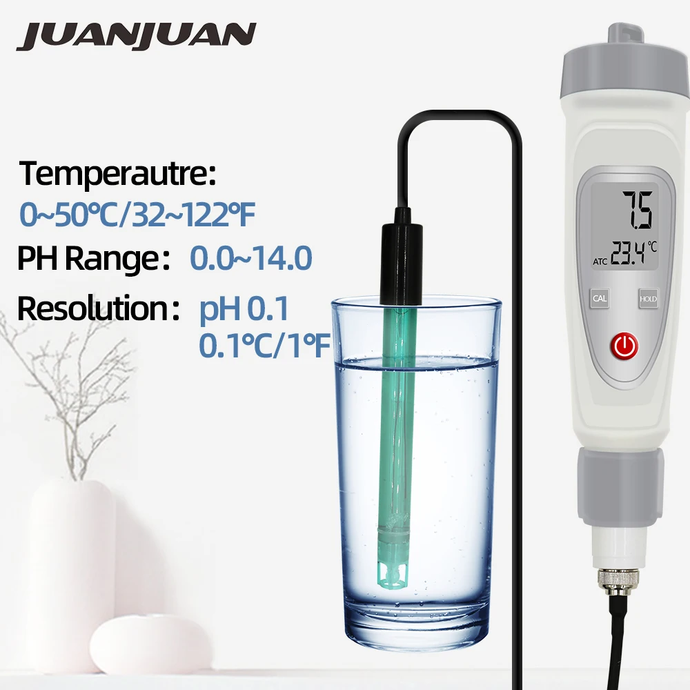 

Protable LCD Digital PH&Thermometer Meter Pen of Tester Accuracy 0.01pH Aquarium Pool Water Quality Monitor Built-in Electrode