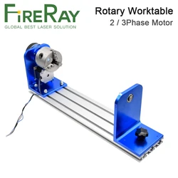 Fireray Rotation Axis Rotary Attachment with Chuck 2Phase 3Phase Stepper Motor Rotary Worktable for Co2 Laser Engraving Cutting