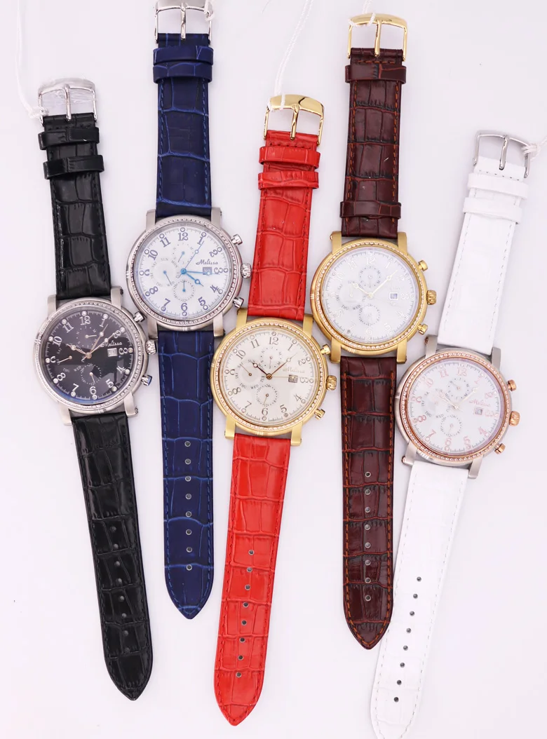 SALE!!! Discount Roate Melissa Multi-function Crystal Old Types Lady Women\'s Watch Japan Mov\'t Fashion Hours Leather Gift Box