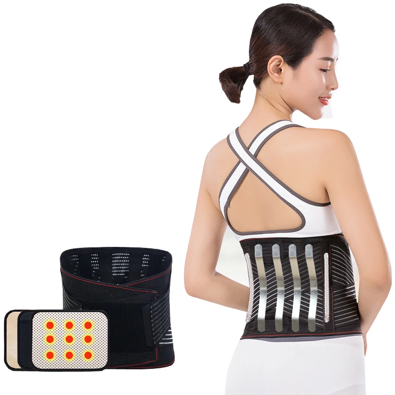 

Self-heating Warm Corset Women Men Posture Corrector Brace Steel Plates Widen Lumbar Back Belt With 3 Pads