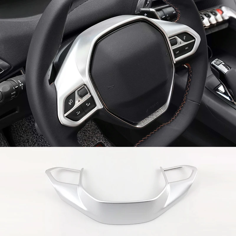 ABS Carbon fiber Car Steering Wheel Decoration Cover trim For Peugeot 508 Allure SW GT 2018 2019 car Accessories styling 1pcs