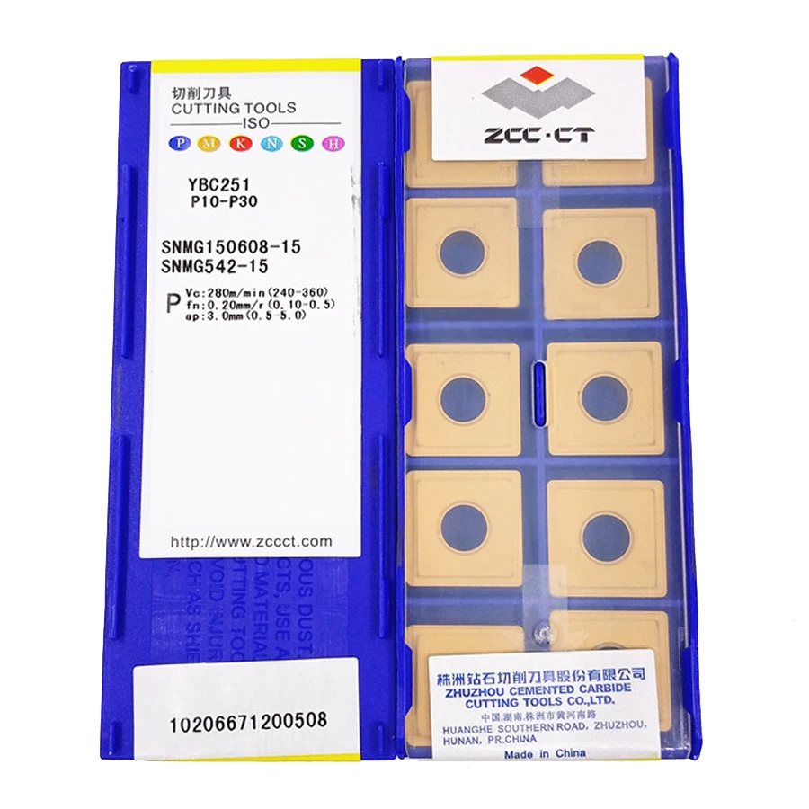 

100% Originais ZCC.CT SNMG150608-15 YBC251/SNMG150612-15 YBC251 Carbide Inserts 10Pcs CNC Lathe Tools