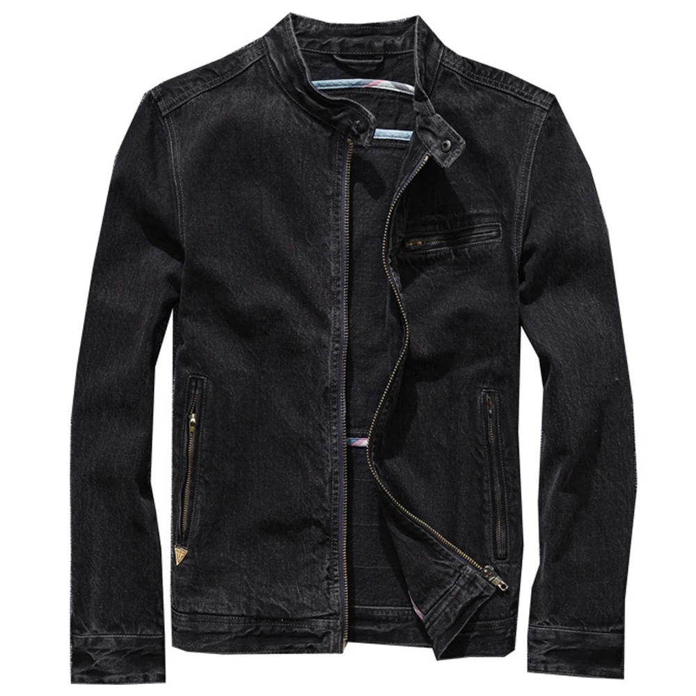 

European Street Mens Jeans Jacket and Coats Plus Size 3XL American Fashion Denim Coat for Man Spring Autumn Overcoat Black Color