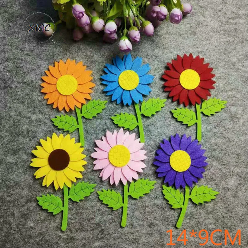 T-N Non-woven Felt Fabric Flower Wall Stickers Tulips Sun Flower Smile Face Kindergarten School Classroom Kids Handmade DIY Toys