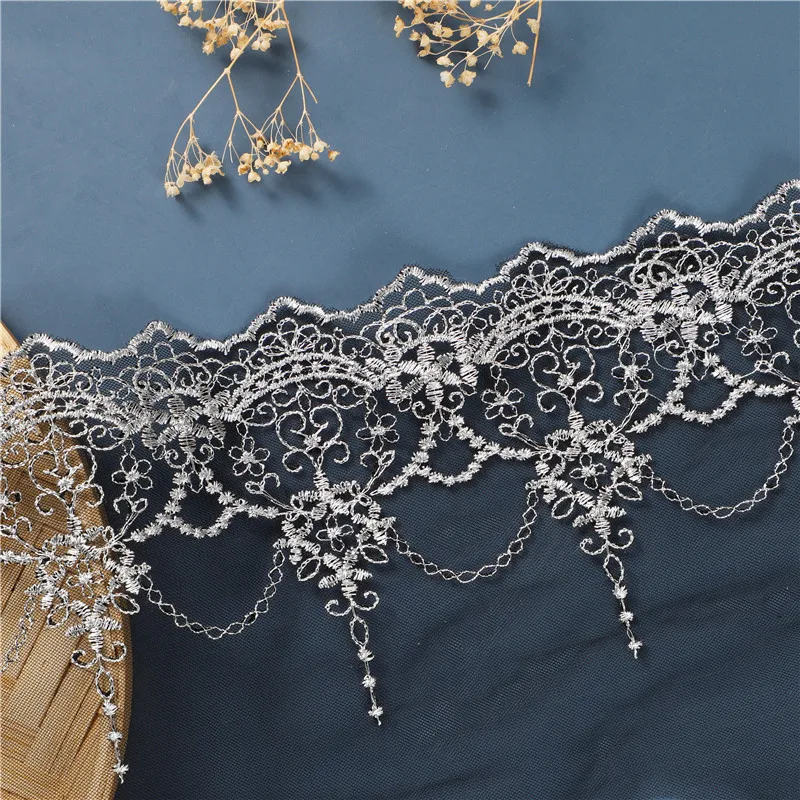 11.5CM Width 5Yards Lolita Embroidered Mesh Lace Garment Lace Trims Chantilly Lace Fabric DIY Sewing accessories