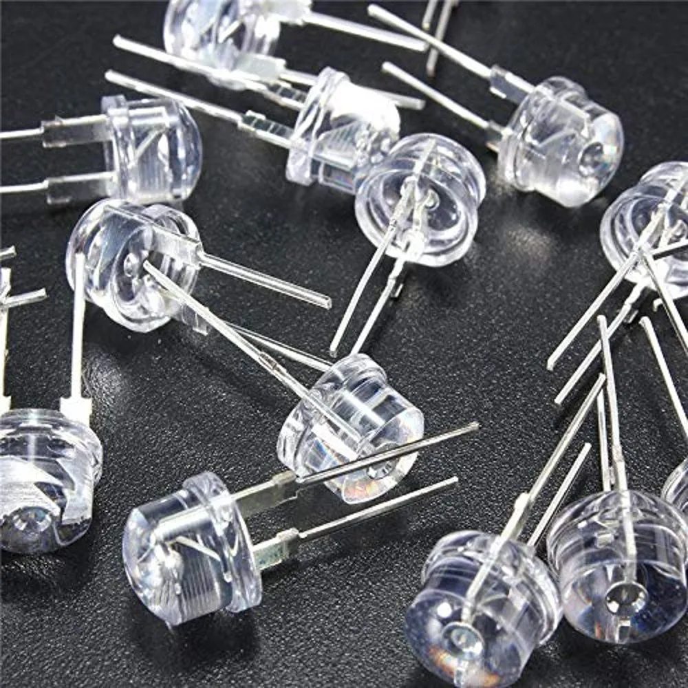 500PCS 8mm Straw Hat LED Diode Bright White 0.25W F8 Power 0.5W Transparent Light Emitting Diode Red Yellow Green Blue Pink