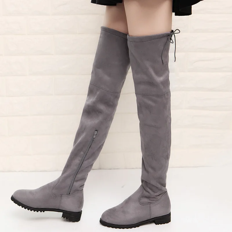 

2024 Black Thigh High Boots Female Winter Boots Women Over the Knee Boots Flat Stretch Sexy Fashion Shoes