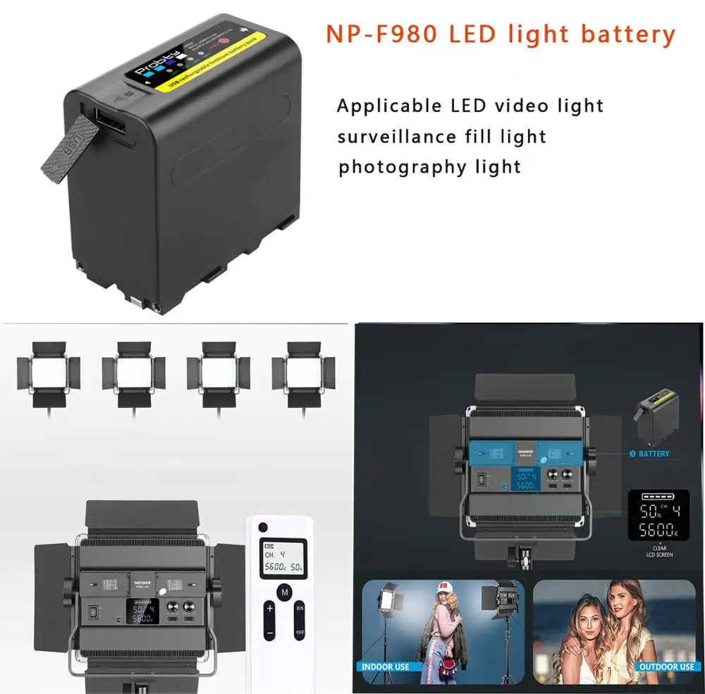 10800mAh NP-F970 akumulator lampy fotograficzna dla NP-F970 F960 LED lampa wideo akumulator lampy dla monitora LEDP260 YN600L II Luxpad23