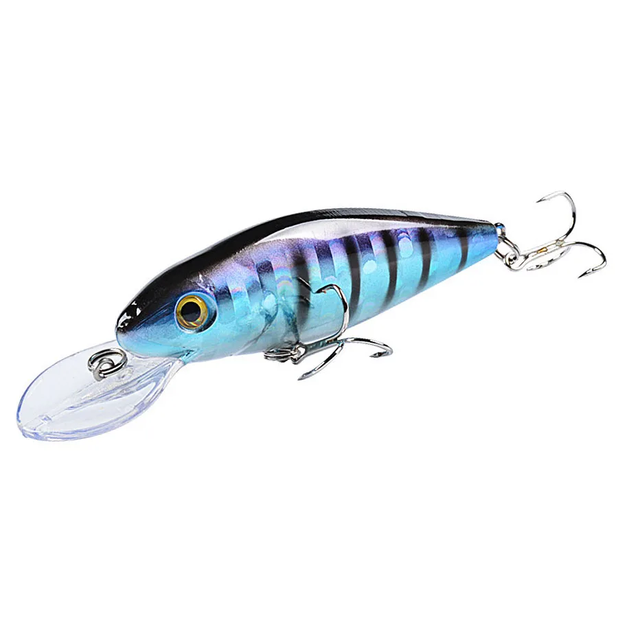 Jerkbait – leurre méné rigide avec hameçons, appât artificiel de type Wobbler idéal pour la pêche au bar ou au brochet, Crankbait